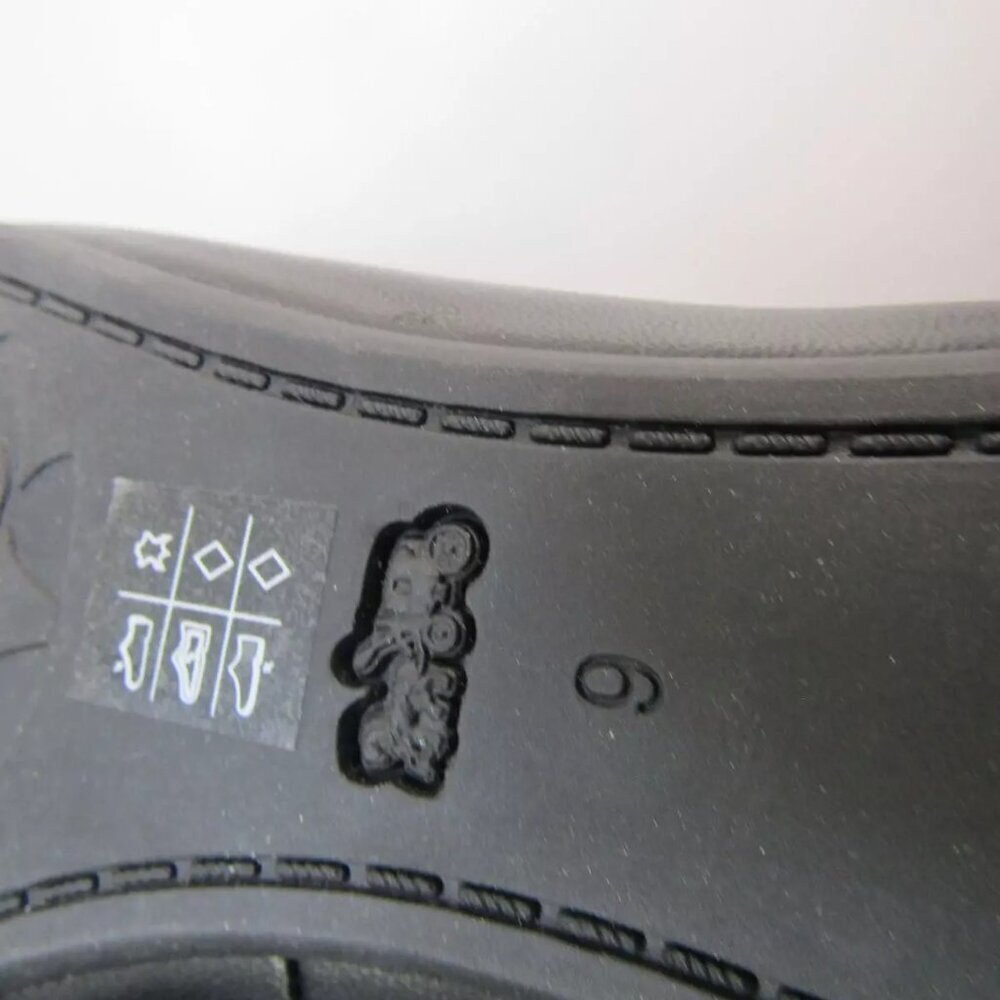 Coach Black Leather Ballet Flats with Gold 'C' Bow Accent - Picture 5 of 7